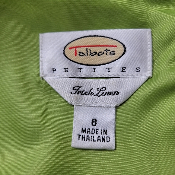 Talbots Fit N Flare Dress Size 8P Green Irish Linen Sleeveless Back Zip Lined - Picture 4 of 9